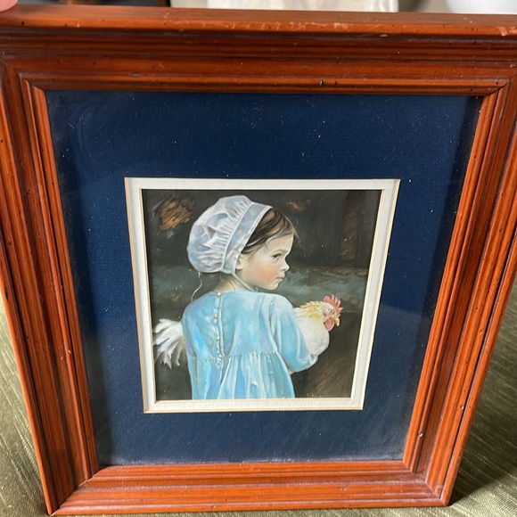 NA Noel Nancy Print Art Picture Emma Amish rooster girl mat and frame - Picture 4 of 6